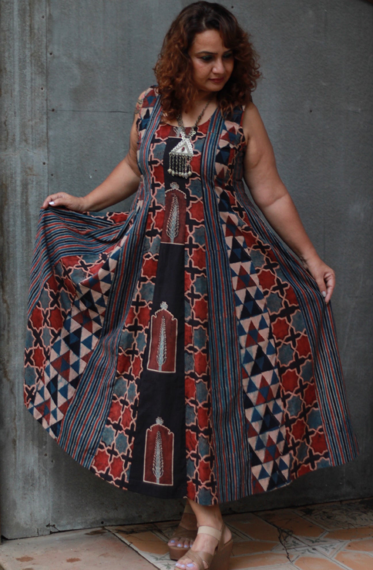 Alankrita | Kalidar Kurta | Noir Ajrakh Medley