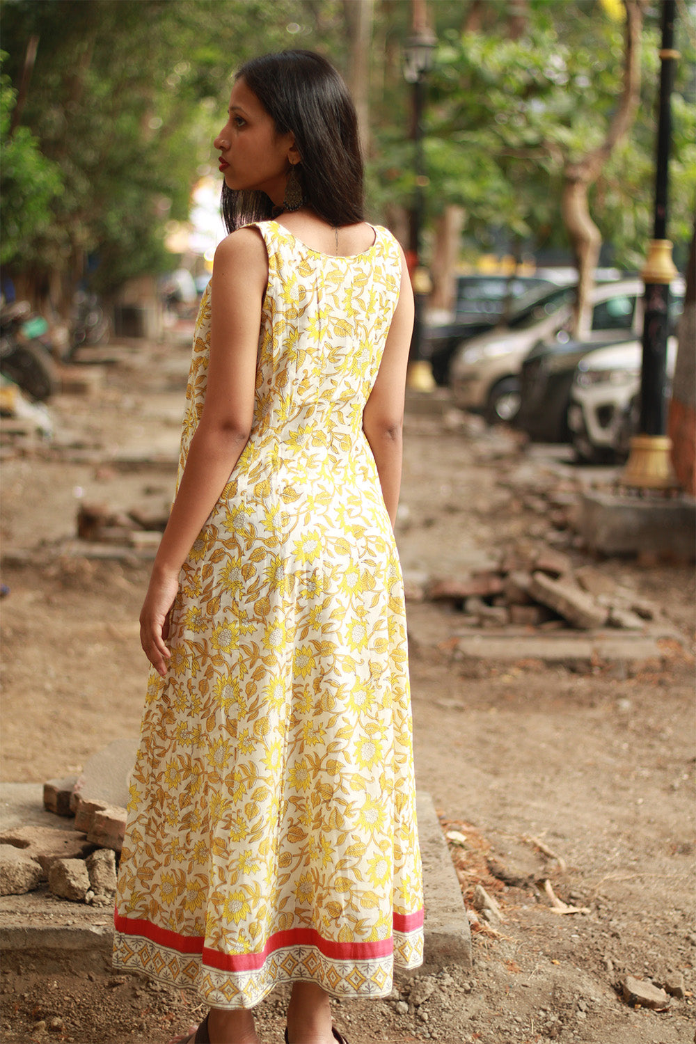 Alankrita | TeesKali Anarkali Kurta/Dress  | Yellow Sanganeri