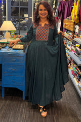 Alankrita | Chaaliskali Kurta | Teal with Mirrorwork