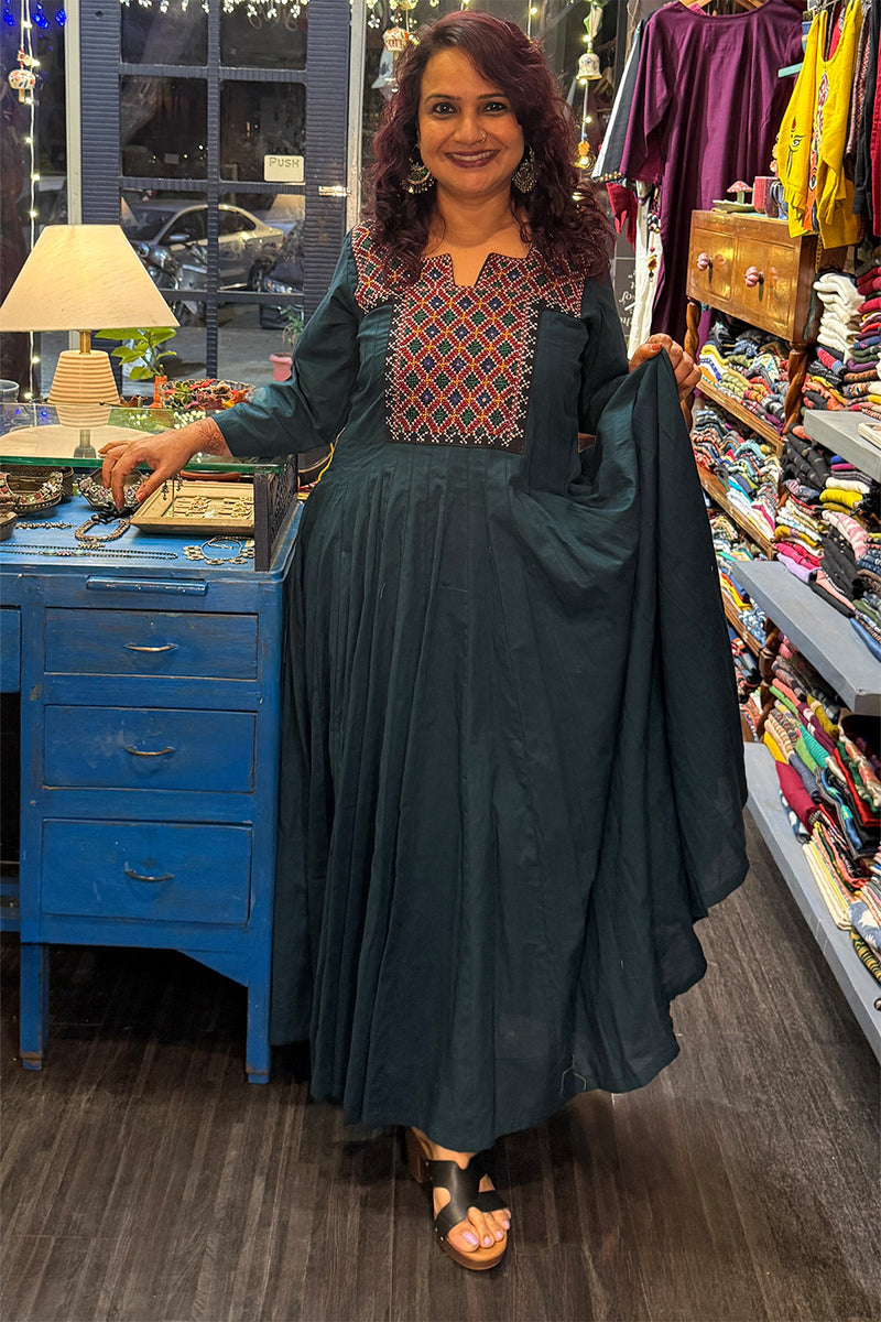 Alankrita | Chaaliskali Kurta | Teal with Mirrorwork