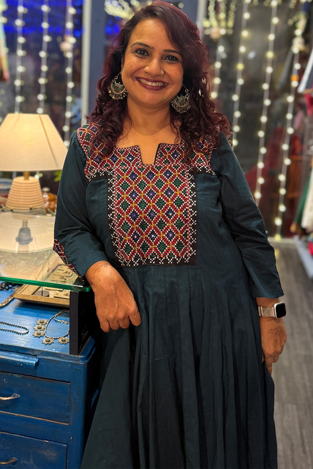 Alankrita | Chaaliskali Kurta | Teal with Mirrorwork