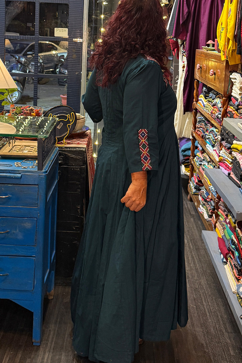 Alankrita | Chaaliskali Kurta | Teal with Mirrorwork