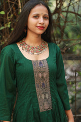 Alankrita | Chaaliskali Kurta | Green with Banarasi Zari