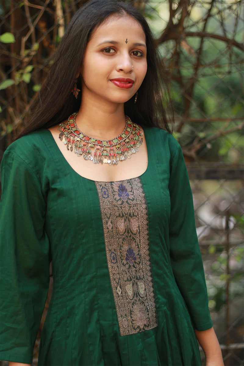 Alankrita | Chaaliskali Kurta | Green with Banarasi Zari
