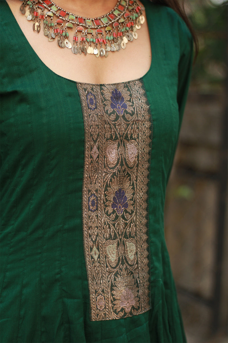 Alankrita | Chaaliskali Kurta | Green with Banarasi Zari