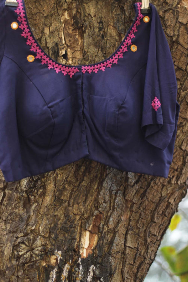Sindhi Tanka | Fuschia and Cobalt Blouse