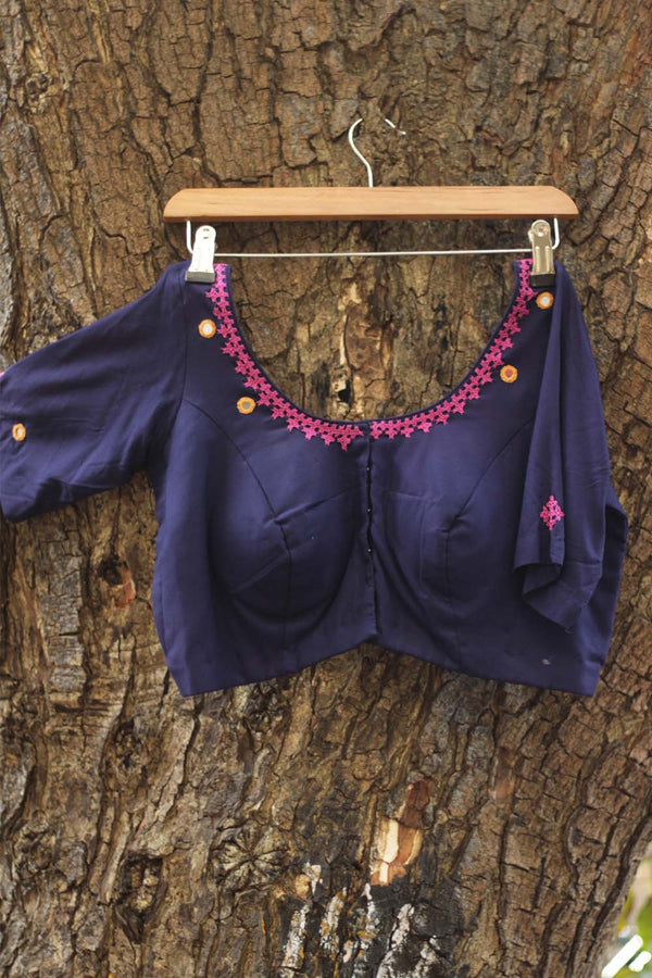 Sindhi Tanka | Fuschia and Cobalt Blouse