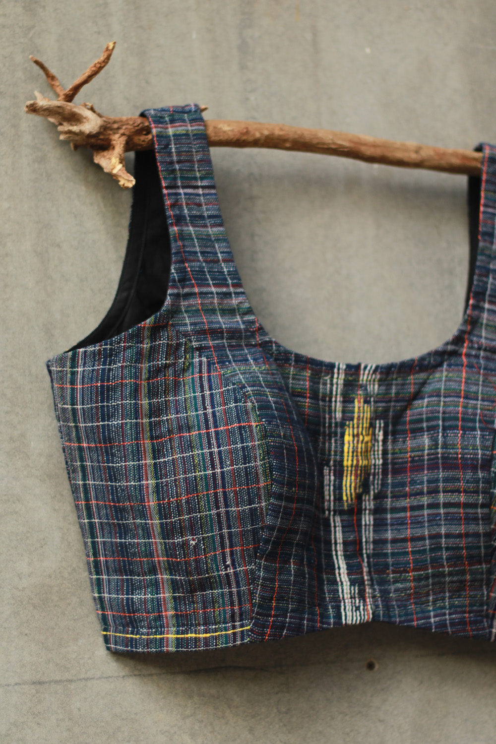 Sleeveless Gamcha Blouse | Blue - Grey