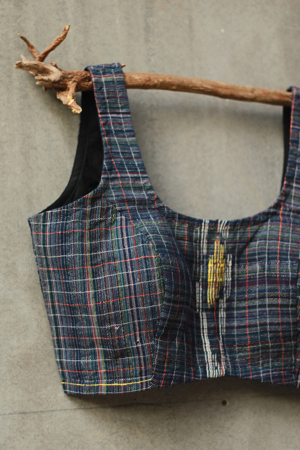Sleeveless Gamcha Blouse | Blue - Grey