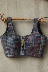 Sleeveless Gamcha Blouse | Blue - Grey