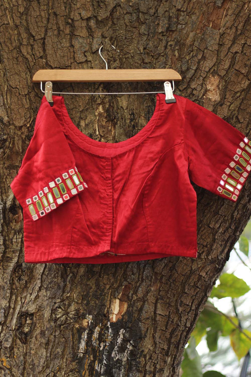 Kutch Mirrorwork Blouse | Red