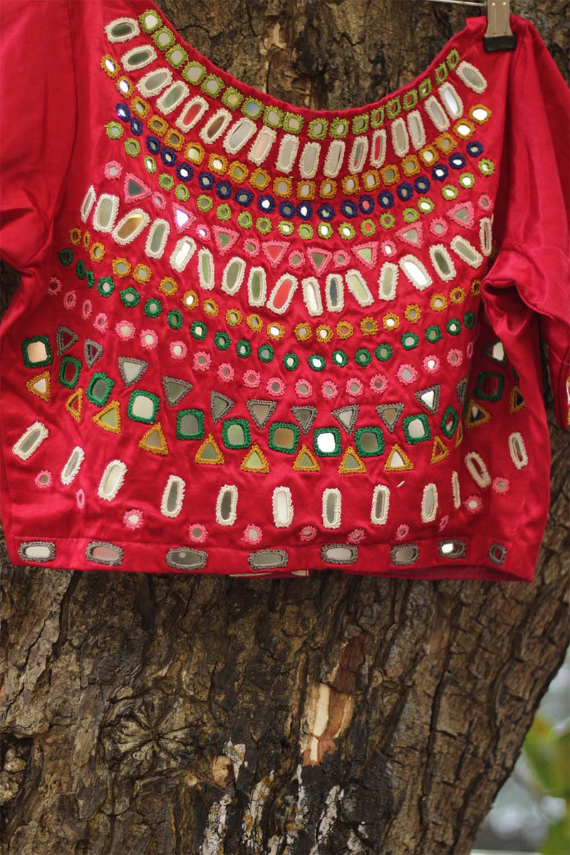 Kutch Mirrorwork Blouse | Red