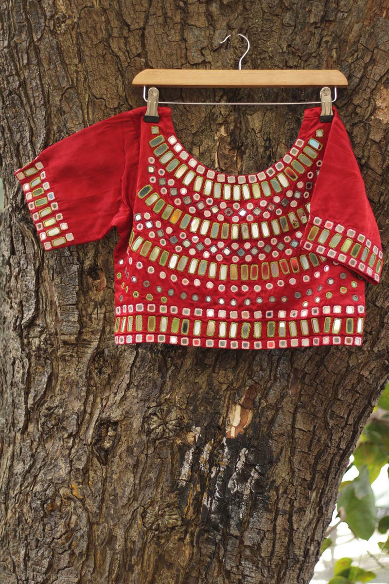 Kutch Mirrorwork Blouse | Red