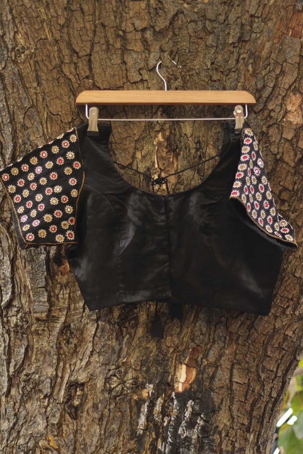 Abhla | Kutch Mirrorwork Blouse |  Black