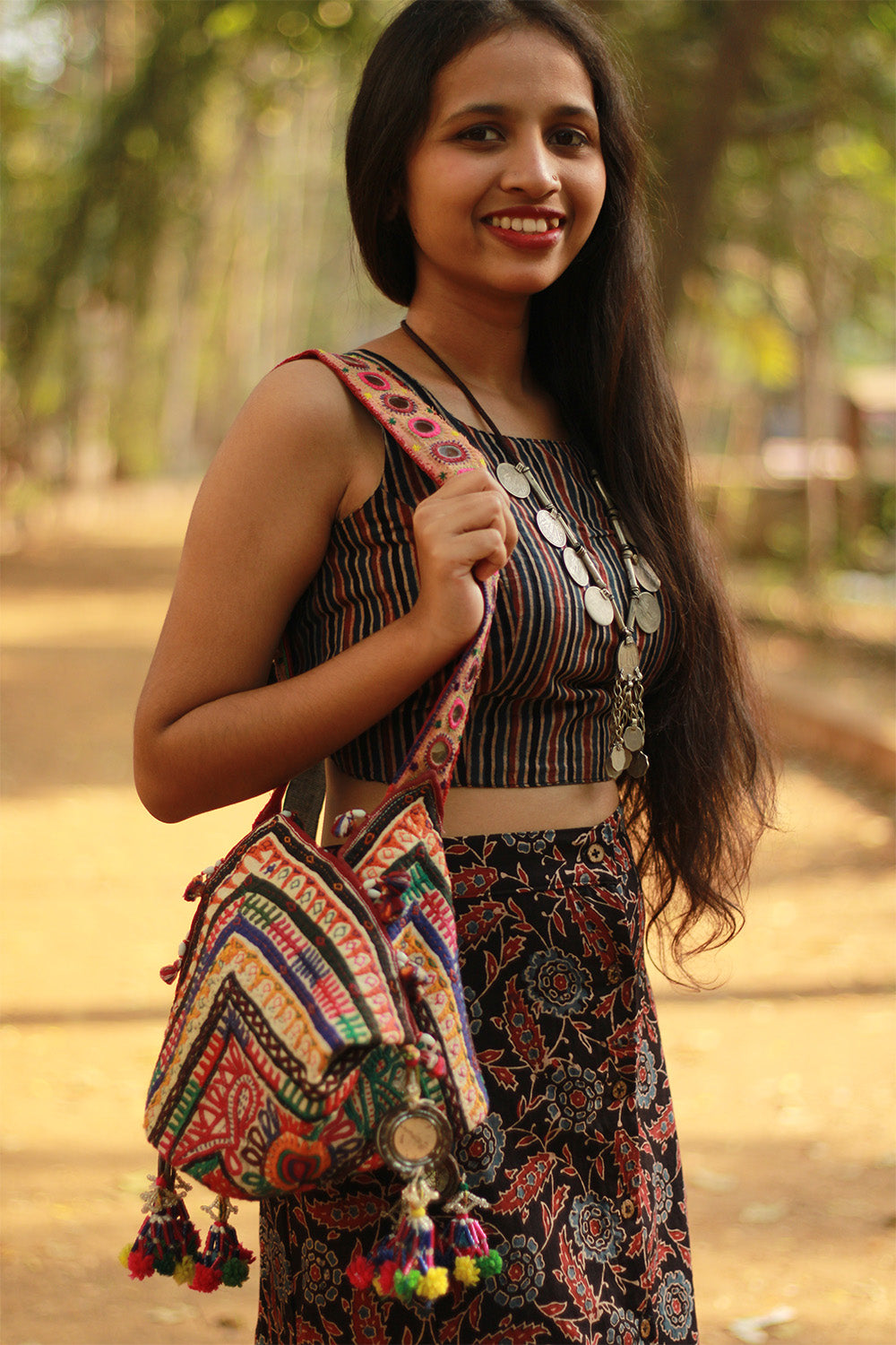 Mastaani | Reversible Blouse | Ajrakh Stripes & Mangalgiri Stripes