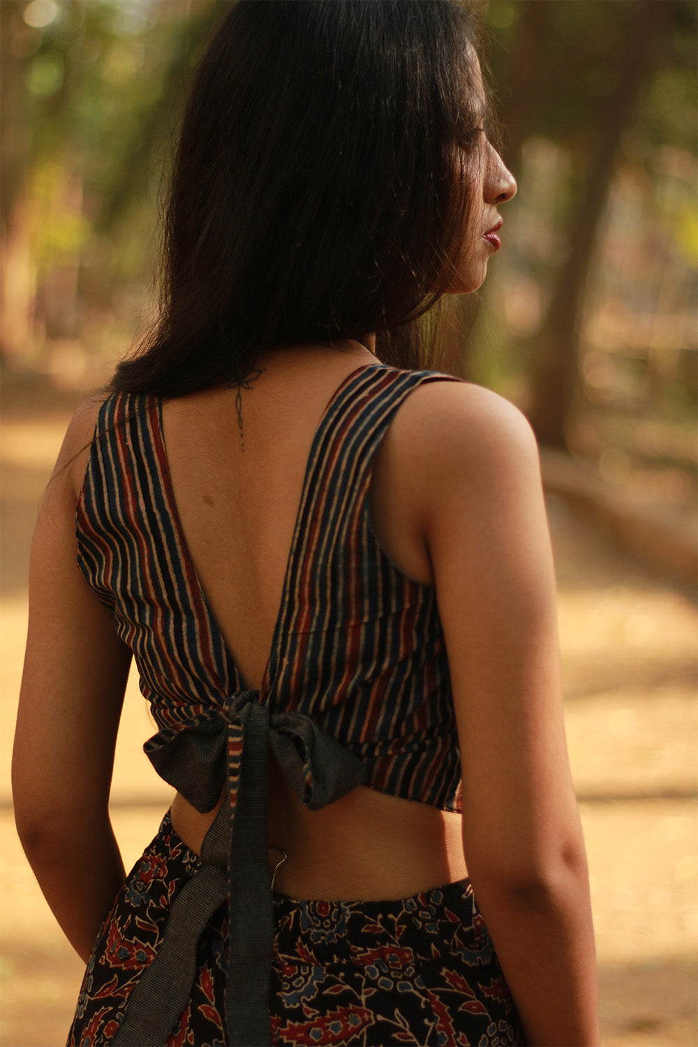 Mastaani | Reversible Blouse | Ajrakh Stripes & Mangalgiri Stripes