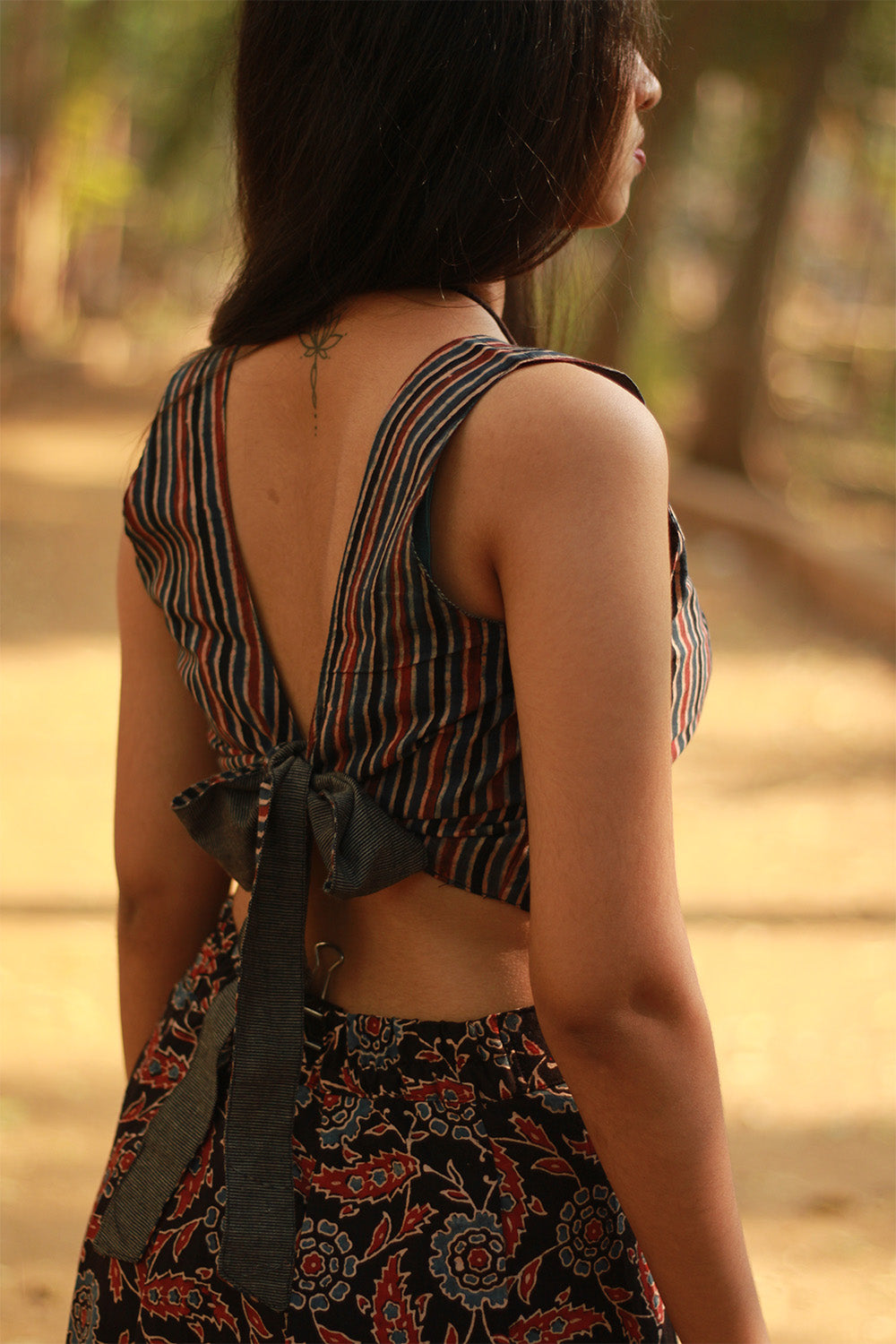 Mastaani | Reversible Blouse | Ajrakh Stripes & Mangalgiri Stripes