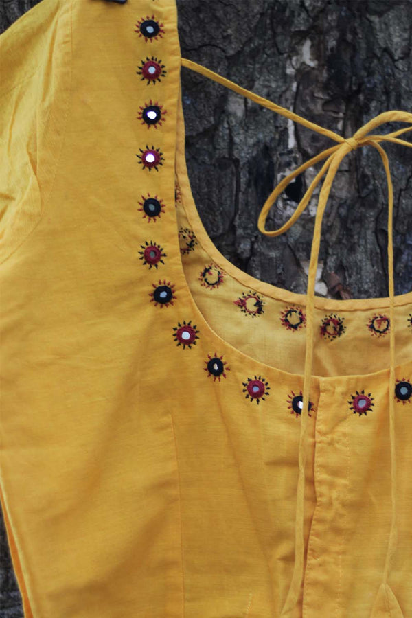 Haridra | Hand Embroidered Blouse | Yellow