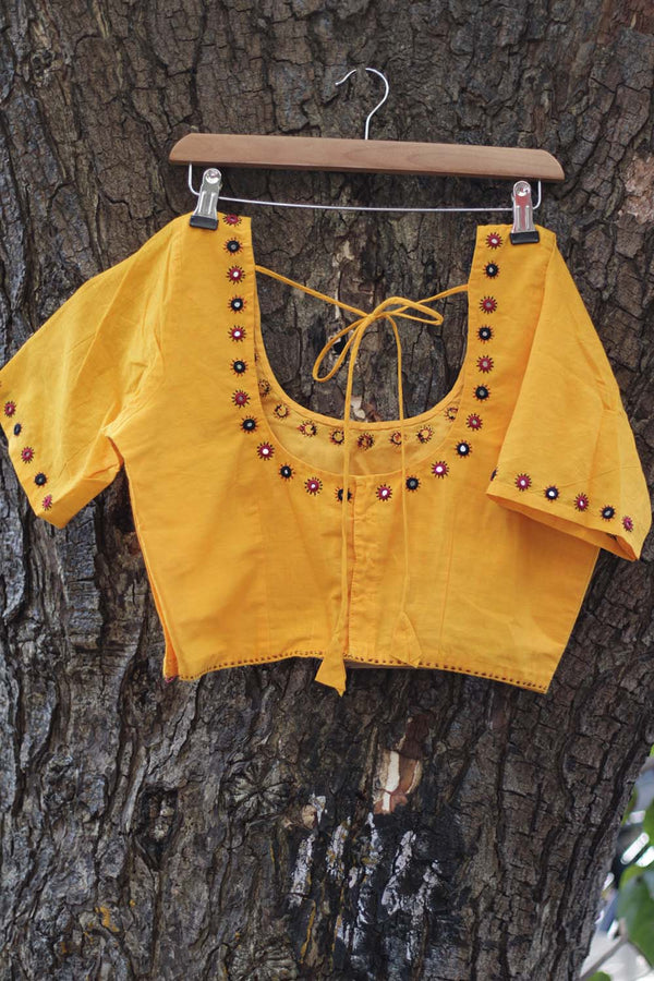 Haridra | Hand Embroidered Blouse | Yellow