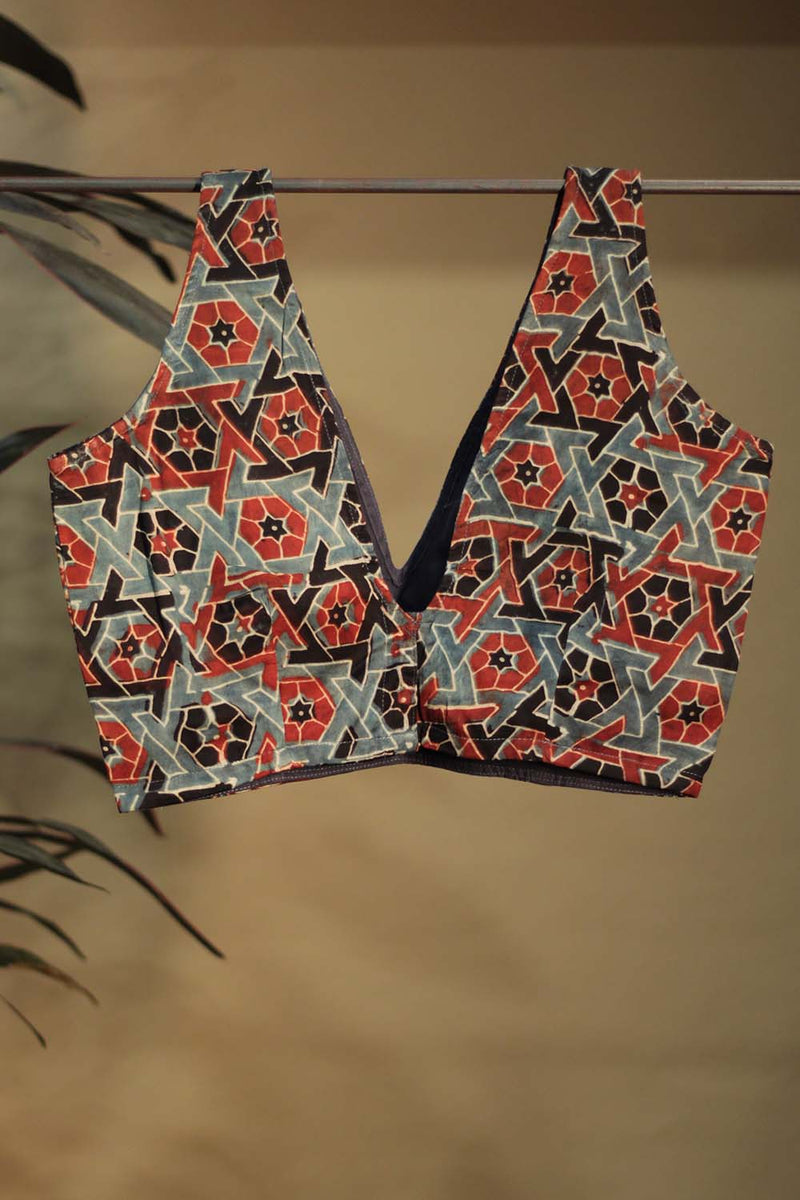 Modal Silk | Sleeveless Blouse | Pinwheel Ajrakh