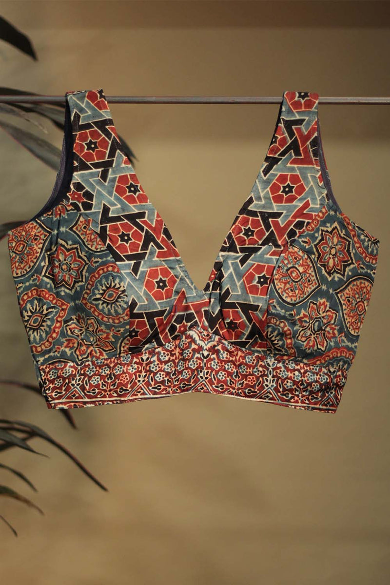 Modal Silk | Sleeveless Blouse | Pinwheel Ajrakh