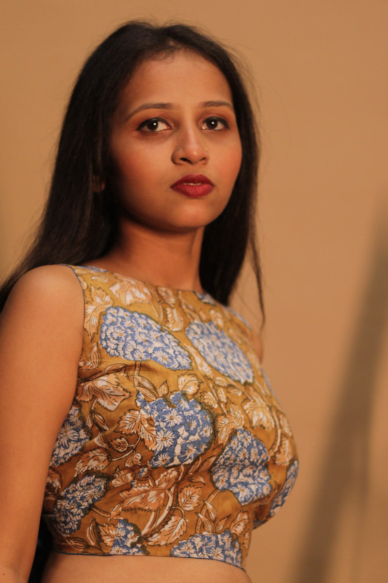 Mastaani | Reversible Blouse | Cobalt Blue & Blue Blooms Sanganeri
