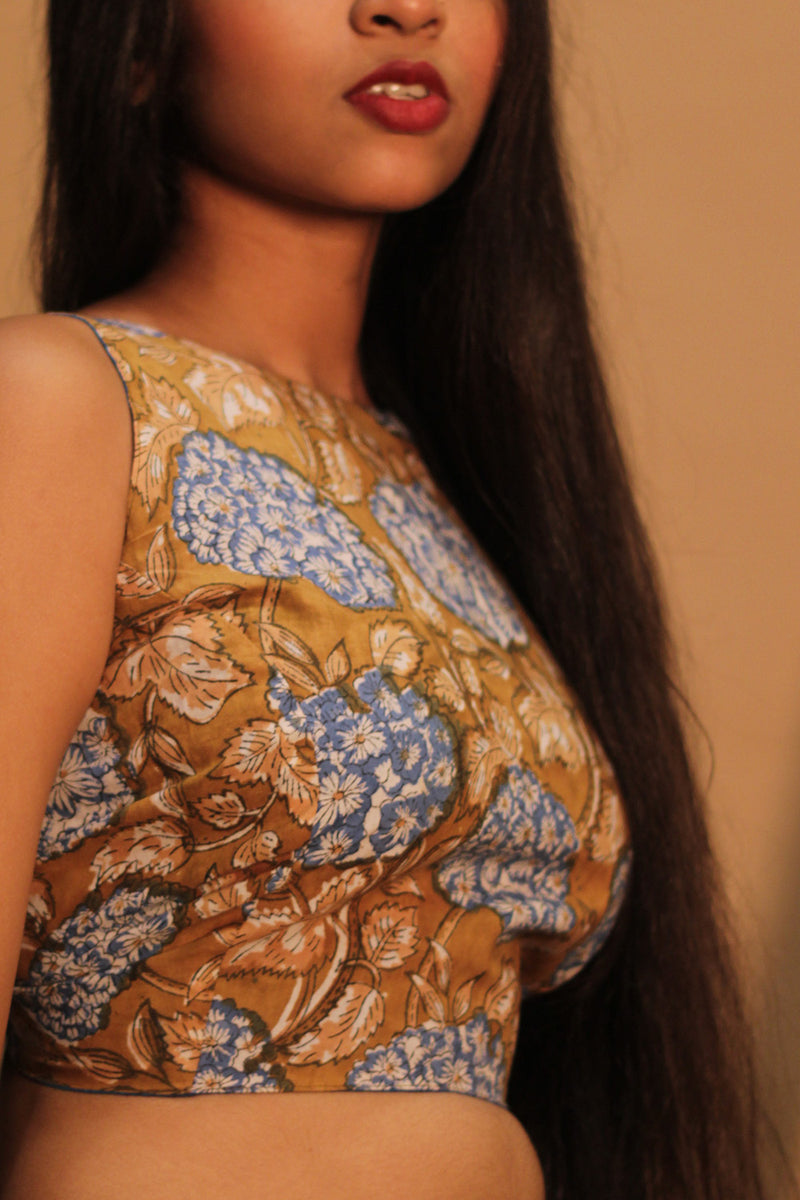 Mastaani | Reversible Blouse | Cobalt Blue & Blue Blooms Sanganeri