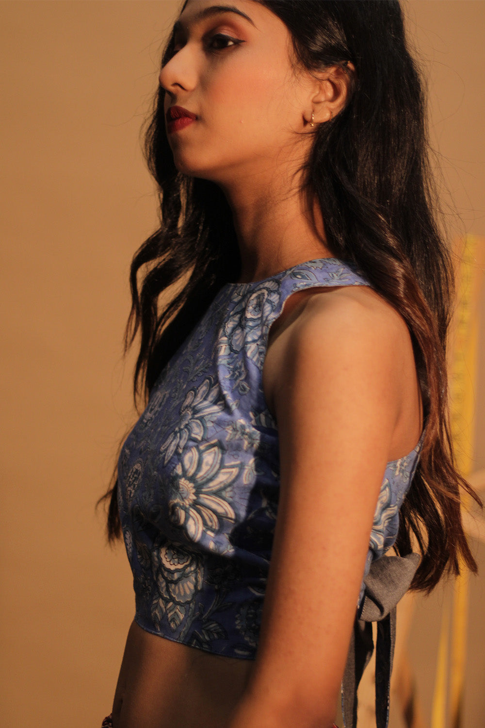 Mastaani | Reversible Blouse | Slate Grey & Blue Floral Sanganeri