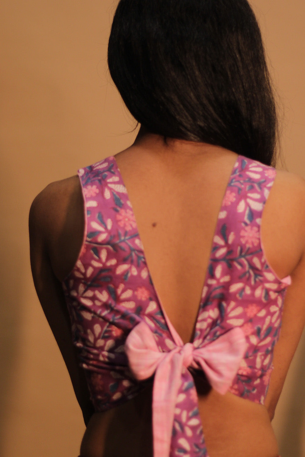 Mastaani | Reversible Blouse | Rose Pink with Mauve Sanganeri