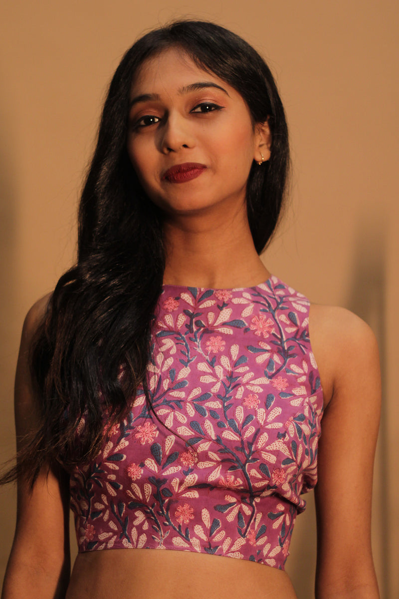Mastaani | Reversible Blouse | Rose Pink with Mauve Sanganeri