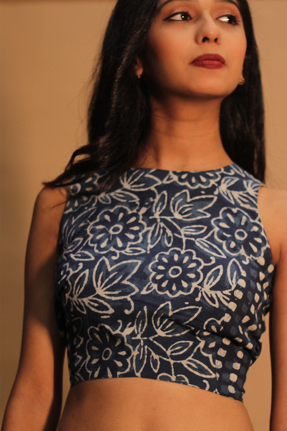 Mastaani | Reversible Blouse | Yellow with Indigo Floral