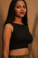 Mastaani | Reversible Blouse | Noir with Green Khunn