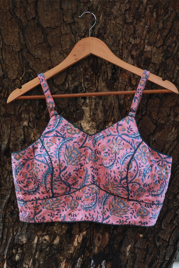 Tarangini | Spaghetti Blouse | Pink Sanganeri