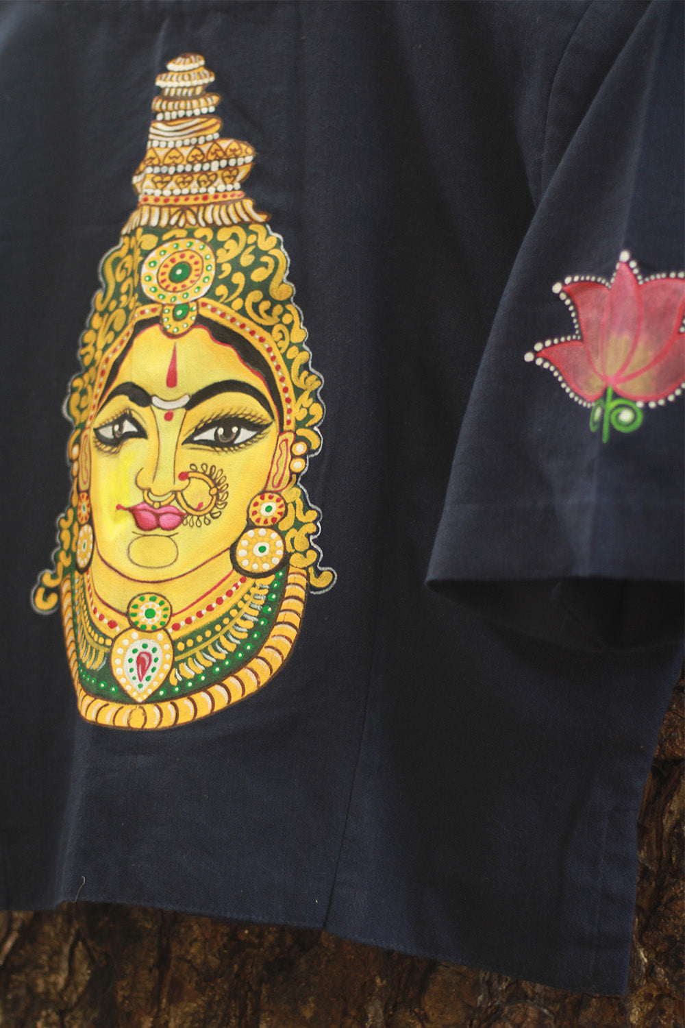 Handpainted Devi Blouse | Navy Blue