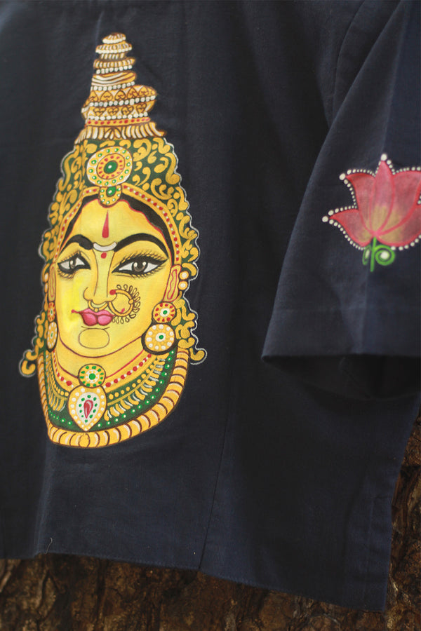 Handpainted Devi Blouse | Navy Blue