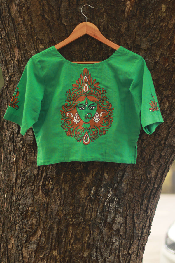 Handpainted Devi Blouse | Pista Green