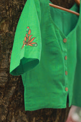 Handpainted Devi Blouse | Pista Green