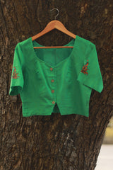 Handpainted Devi Blouse | Pista Green