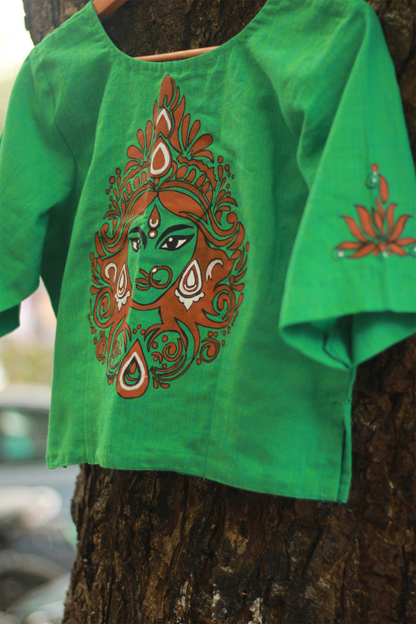 Handpainted Devi Blouse | Pista Green