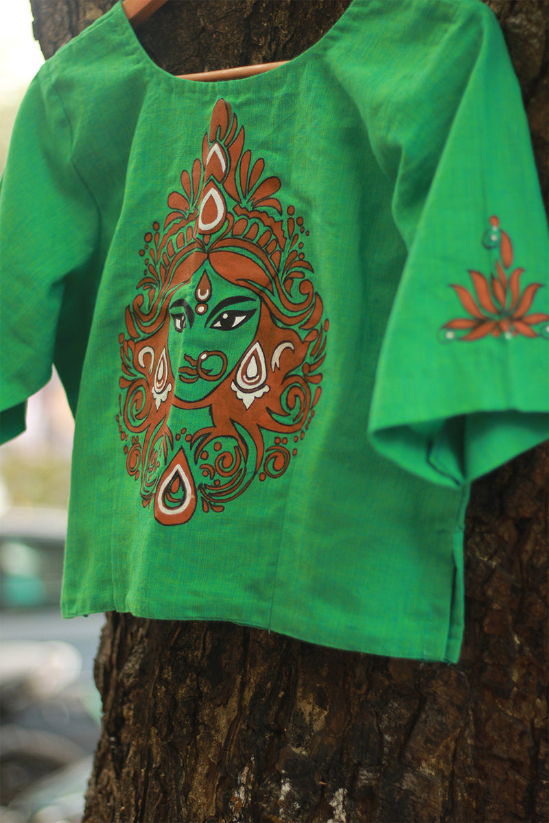 Handpainted Devi Blouse | Pista Green
