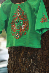 Handpainted Devi Blouse | Pista Green