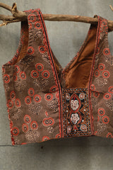 Sleeveless Mirrorwork Blouse | Ajrakh Medley