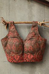 Sleeveless Mirrorwork Blouse | Ajrakh Medley