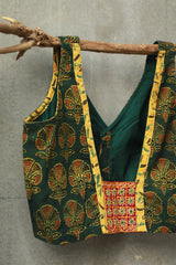 Sleeveless Mirrorwork Blouse | Ajrakh Medley