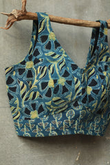 Sleeveless Mirrorwork Blouse | Ajrakh Medley