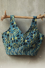 Sleeveless Mirrorwork Blouse | Ajrakh Medley