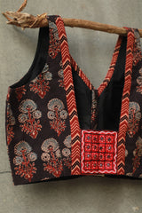 Sleeveless Mirrorwork Blouse | Ajrakh Medley