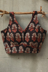 Sleeveless Mirrorwork Blouse | Ajrakh Medley