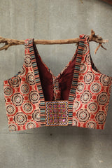 Sleeveless Mirrorwork Blouse | Ajrakh Medley