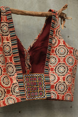 Sleeveless Mirrorwork Blouse | Ajrakh Medley
